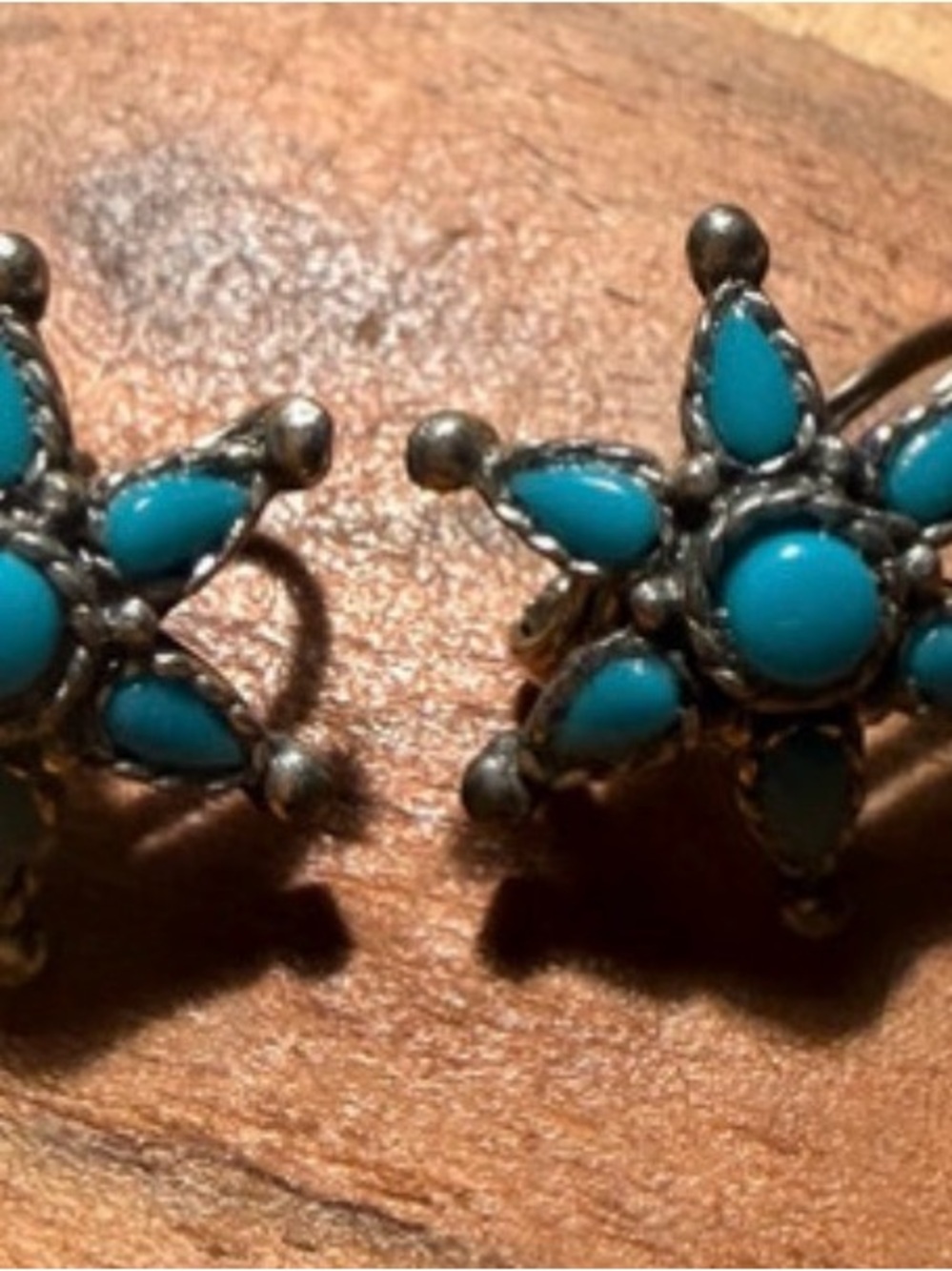 Turquoise colored Starburst Earrings - Women Jewelry- silver tone